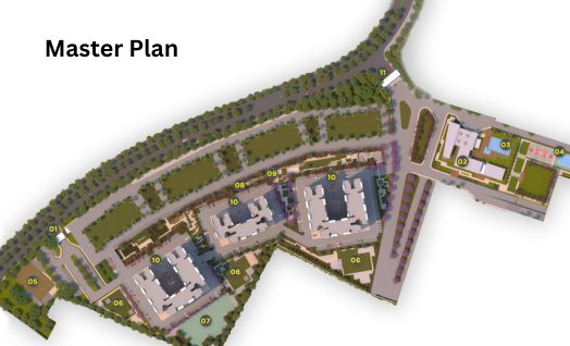 Brigade Belvedere Master Plan showing 5 towers
